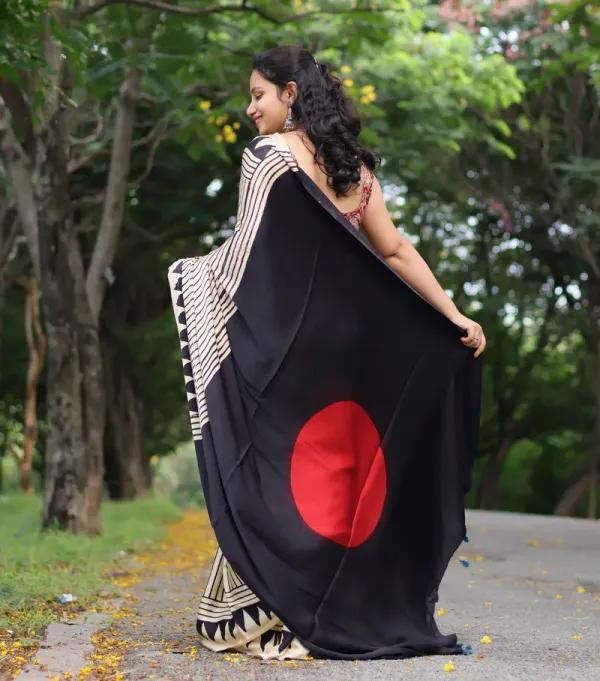 Cream_&_Red_Bindi_Modal_Silk_Saree_For_Women