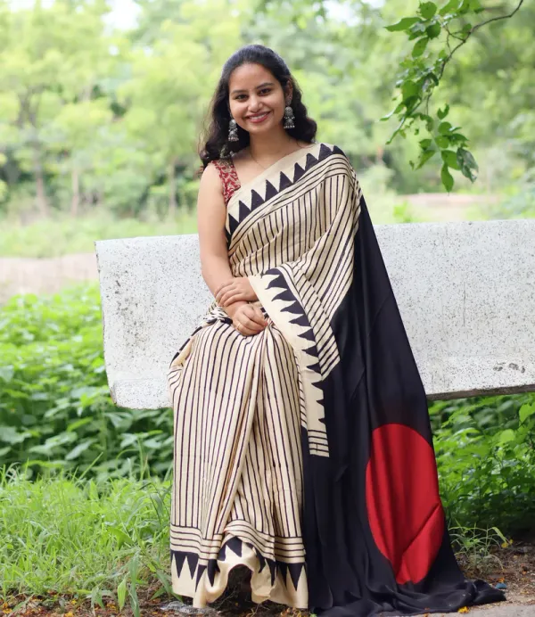 Cream_&_Red_Bindi_Modal_Silk_Saree_For_Women