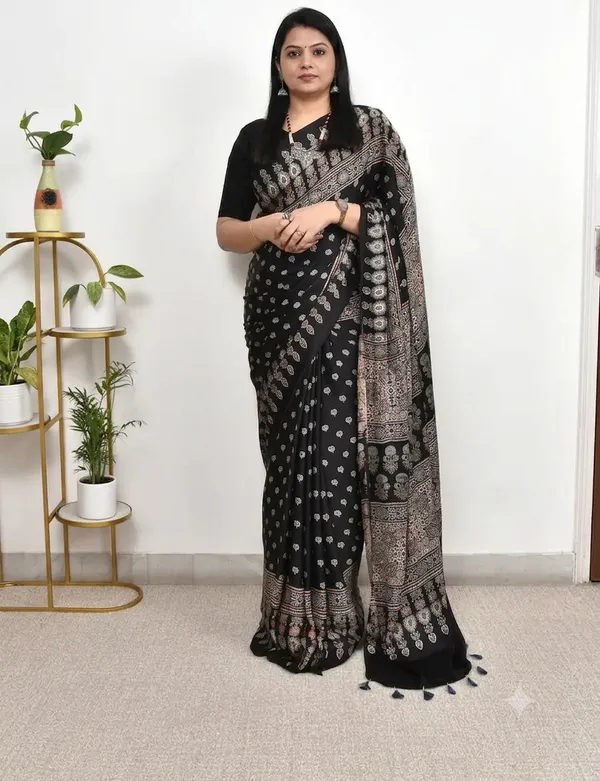 Black_Louts_Ajrakh_Modal_Silk_Saree_For_Women