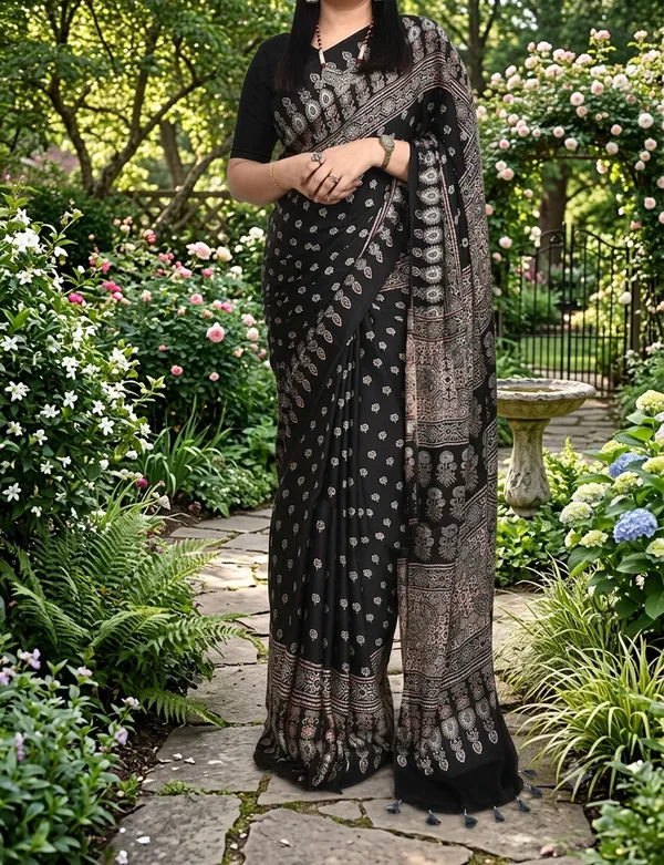 Black_Louts_Ajrakh_Modal_Silk_Saree_For_Women