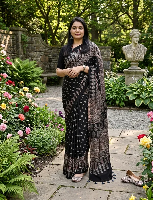 Black_Louts_Ajrakh_Modal_Silk_Saree_For_Women