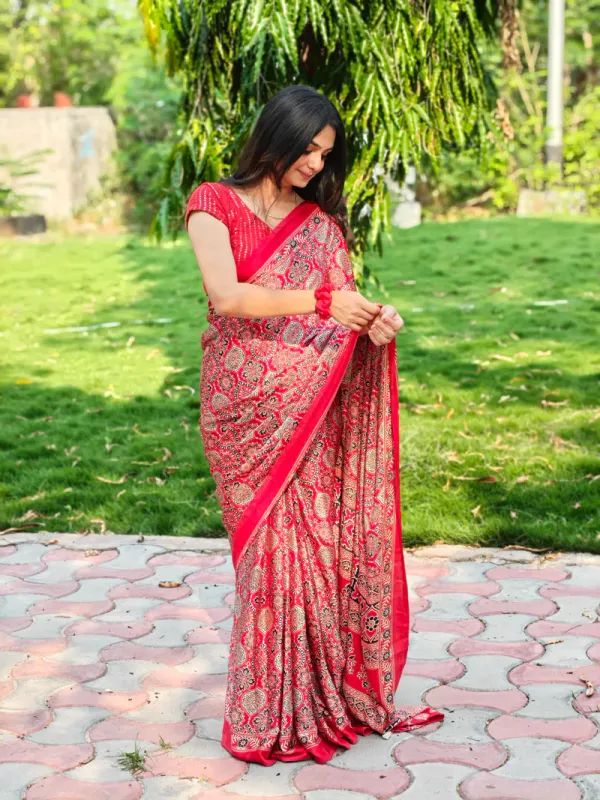 Red_Ajrakh_Printed_Soft_Modal_Silk_Natural_Print_Saree_For_Women