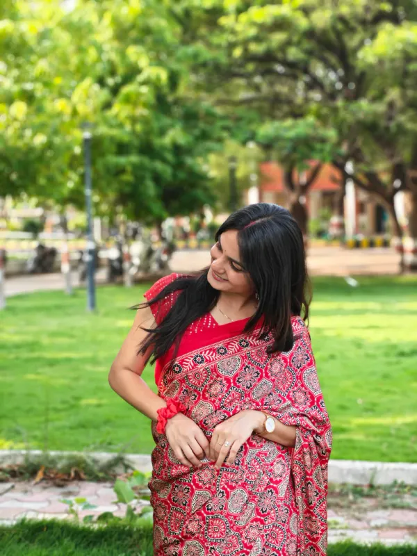Red_Ajrakh_Printed_Soft_Modal_Silk_Natural_Print_Saree_For_Women