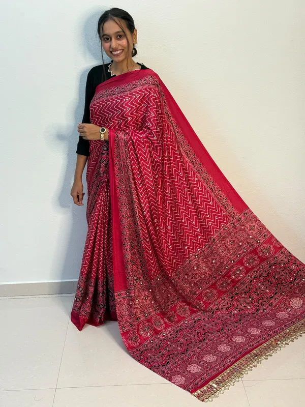 ajarkh_silk_saree_mirror_work_saree