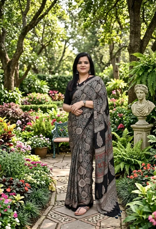 Black_Ajrakh_Modal_Silk_Saree