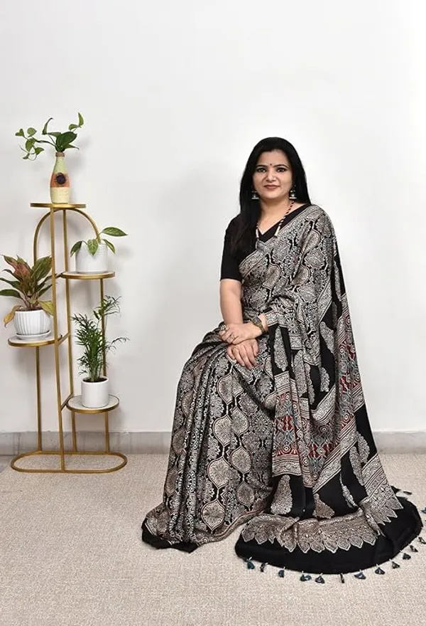 Black_Ajrakh_Modal_Silk_Saree