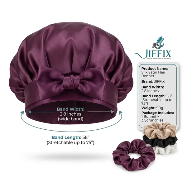 Silk_Satin_Hair_Bonnet_for_Sleeping_with_3_Scrunchies,_Adjustable_Tie_Band_Sleep_Cap_for_Women,_Anti_Frizz_Bonnet_for_Curly_Hair,_Night_Cap_for_Hair_Protection_&_Hair_Care