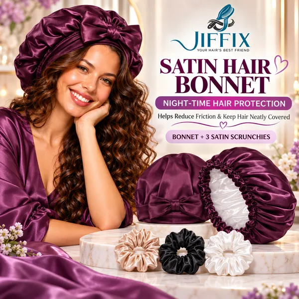 Silk_Satin_Hair_Bonnet_for_Sleeping_with_3_Scrunchies,_Adjustable_Tie_Band_Sleep_Cap_for_Women,_Anti_Frizz_Bonnet_for_Curly_Hair,_Night_Cap_for_Hair_Protection_&_Hair_Care