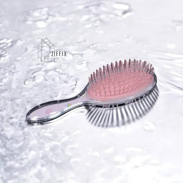 Pink_Detangling_Hair_Brush_With_Air_Cushion,_Pink,_Love_Strawberry_Design,_For_Long_Thick_Curly_Hair