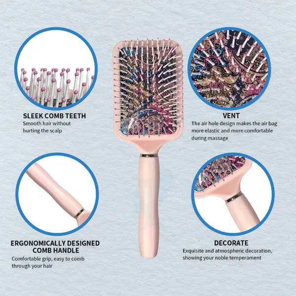 Peach_Paddle_Hair_Brush_For_Women_&_Men_Anti-Static_Detangling_Wooden_Cushion_Brush_For_Wet_&_Dry_Hair,_Scalp_Massage,_Reduces_Frizz_Decorative_Pink_Design