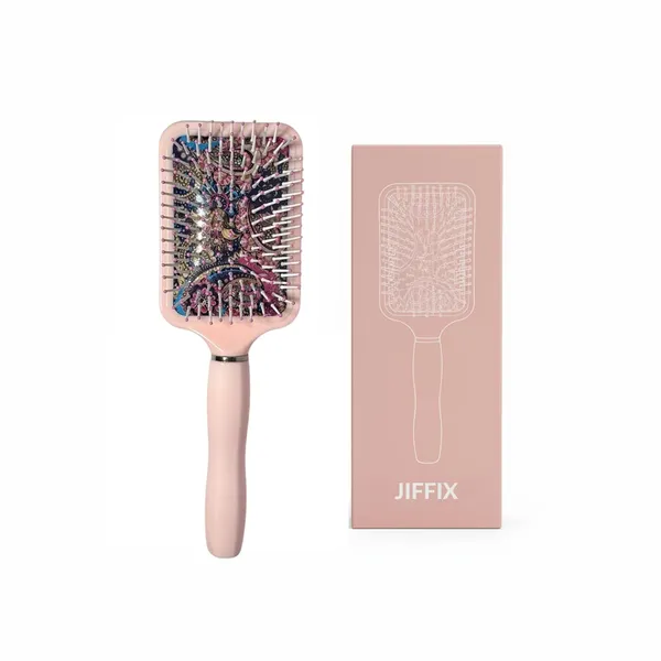 Peach_Paddle_Hair_Brush_For_Women_&_Men_Anti-Static_Detangling_Wooden_Cushion_Brush_For_Wet_&_Dry_Hair,_Scalp_Massage,_Reduces_Frizz_Decorative_Pink_Design