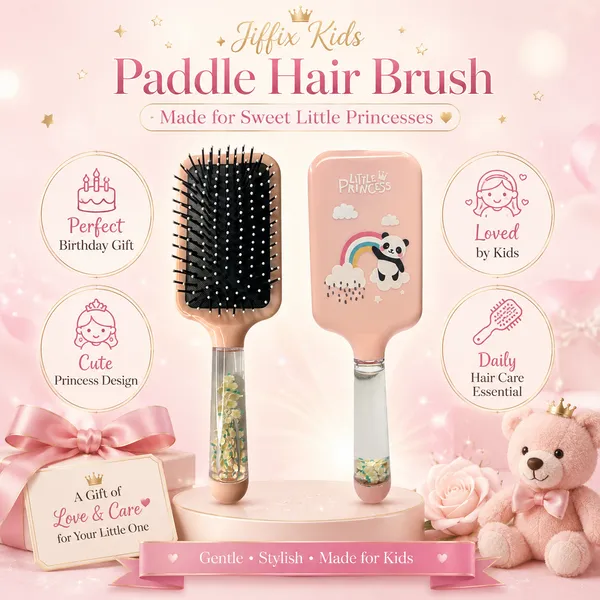 JIFFIX_Kids_Hair_Brush_for_Girls_|_Detangling_Paddle_Hair_Brush_for_Kids_|_Soft_Ball_Tip_Bristles_Hair_Comb_|_Anti_Breakage_Scalp_Massage_Hair_Brush_|_Cute_Princess_Hair_Brush