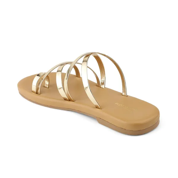 Zelion_Women'S_Strappy_Slide_Sandals,_Metallic_Gold_Toe_Ring_Flat_Sandals