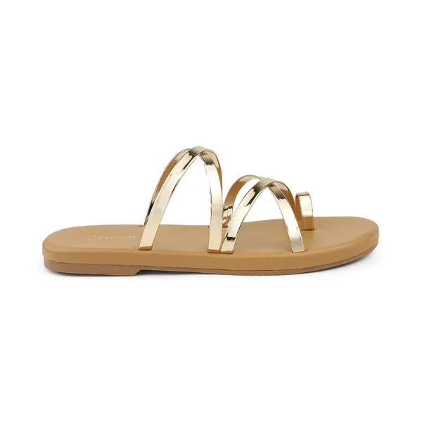 Zelion_Women'S_Strappy_Slide_Sandals,_Metallic_Gold_Toe_Ring_Flat_Sandals
