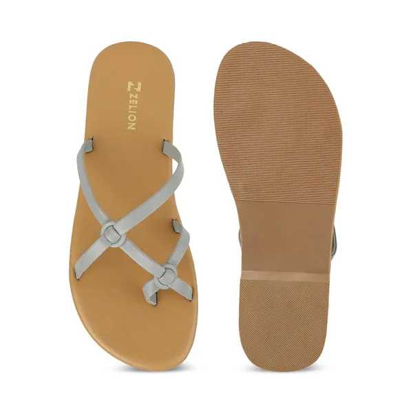 Zelion_Women'S_Strappy_Toe_Ring_Sandals,_Flat_Slip-On_Footwear_With_Criss-Cross_Design
