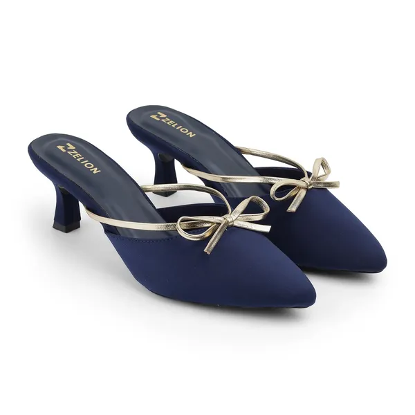 Zelion_Women'S_Pointed_Toe_Kitten_Heel_Mule_Sandals_With_Gold_Bow_Strap