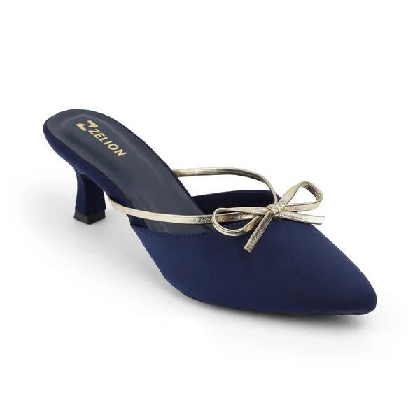Zelion_Women'S_Pointed_Toe_Kitten_Heel_Mule_Sandals_With_Gold_Bow_Strap