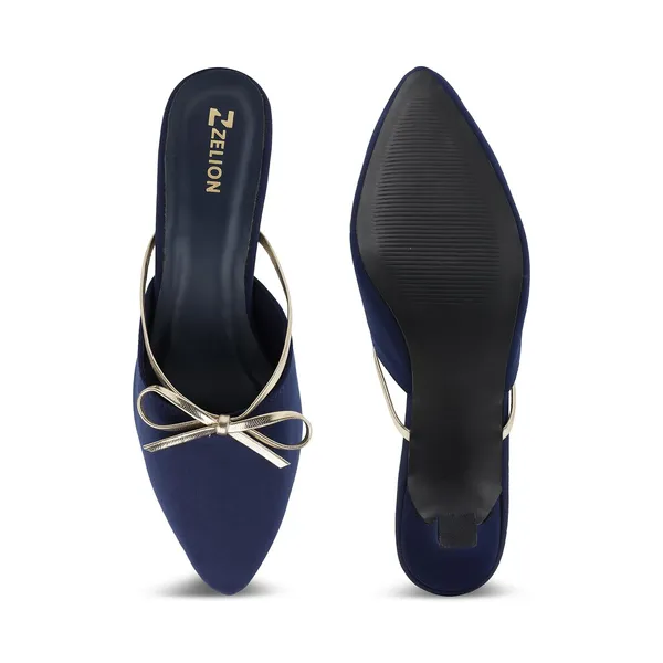 Zelion_Women'S_Pointed_Toe_Kitten_Heel_Mule_Sandals_With_Gold_Bow_Strap