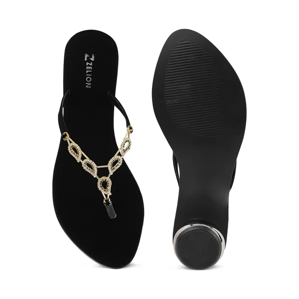 Zelion_Women'S_Embellished_T-Strap_Thong_Sandals_With_Rhinestone_Chain_Strap_And_Metallic_Ball_Heel
