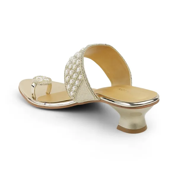 Zelion_Women'S_Pearl_Embellished_Toe_Ring_Sandals_With_Low_Kitten_Heel