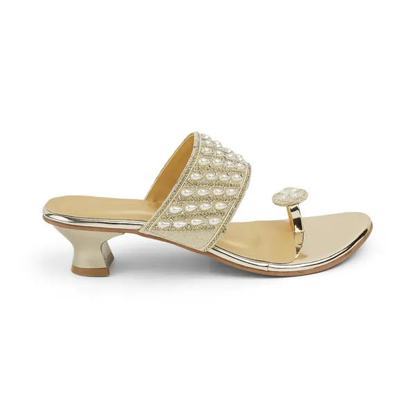 Zelion_Women'S_Pearl_Embellished_Toe_Ring_Sandals_With_Low_Kitten_Heel