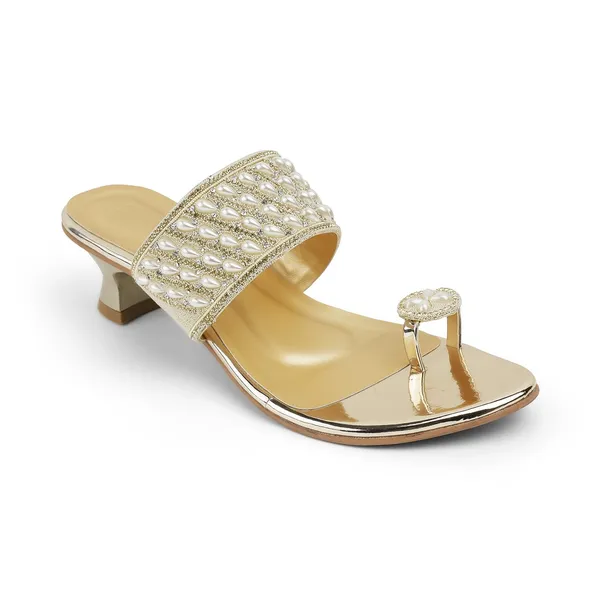 Zelion_Women'S_Pearl_Embellished_Toe_Ring_Sandals_With_Low_Kitten_Heel