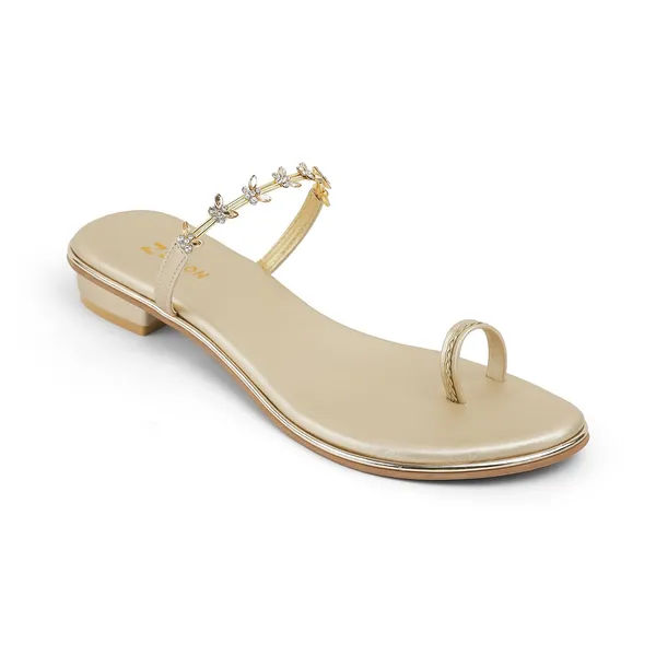 Zelion_Women'S_Toe_Ring_Flat_Sandals_With_Floral_Rhinestone_Embellished_Strap