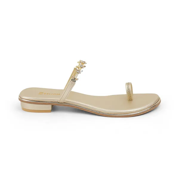 Zelion_Women'S_Toe_Ring_Flat_Sandals_With_Floral_Rhinestone_Embellished_Strap