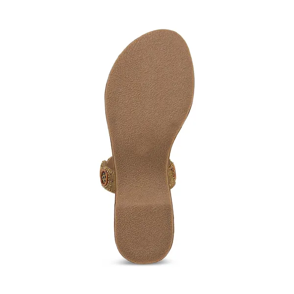 Zelion_Women'S_Toe_Ring_Wedge_Sandals,_Brown_Suede,_Embellished_Circular_Beaded_Strap
