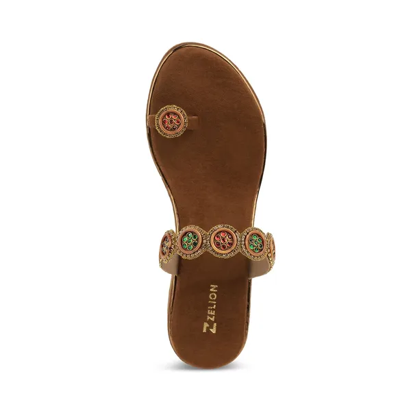 Zelion_Women'S_Toe_Ring_Wedge_Sandals,_Brown_Suede,_Embellished_Circular_Beaded_Strap