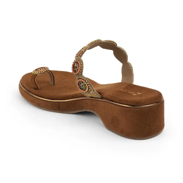 Zelion_Women'S_Toe_Ring_Wedge_Sandals,_Brown_Suede,_Embellished_Circular_Beaded_Strap