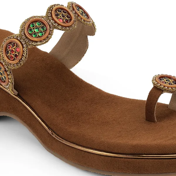 Zelion_Women'S_Toe_Ring_Wedge_Sandals,_Brown_Suede,_Embellished_Circular_Beaded_Strap