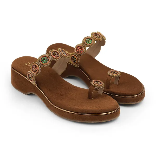 Zelion_Women'S_Toe_Ring_Wedge_Sandals,_Brown_Suede,_Embellished_Circular_Beaded_Strap
