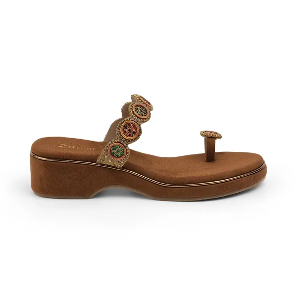 Zelion_Women'S_Toe_Ring_Wedge_Sandals,_Brown_Suede,_Embellished_Circular_Beaded_Strap