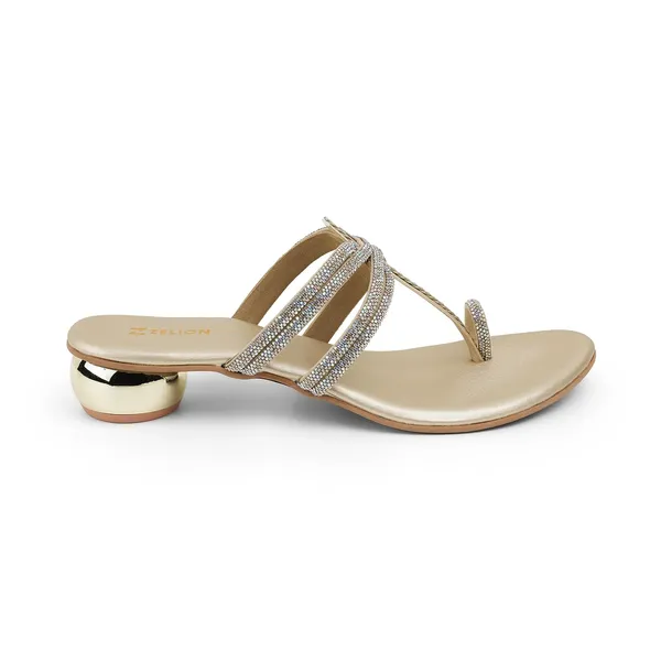 Zelion_Women'S_Rhinestone_Embellished_Toe_Ring_Sandals_With_Metallic_Ball_Heel