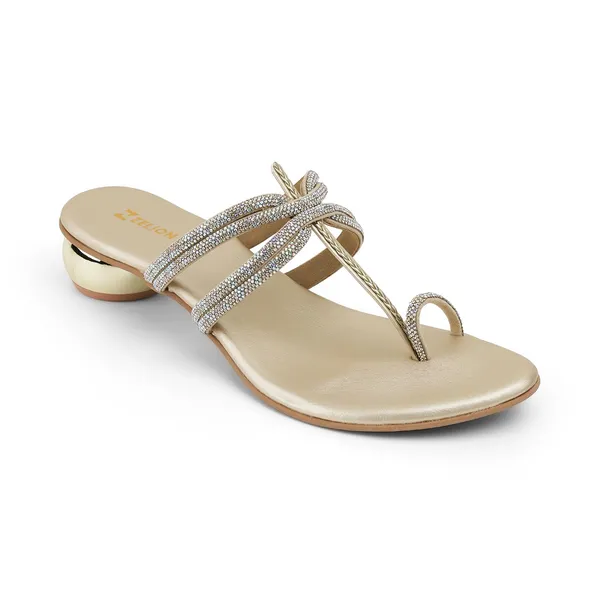 Zelion_Women'S_Rhinestone_Embellished_Toe_Ring_Sandals_With_Metallic_Ball_Heel