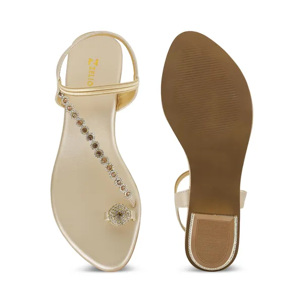 Zelion_Women'S_Rhinestone_Embellished_T-Strap_Toe_Ring_Flat_Sandals