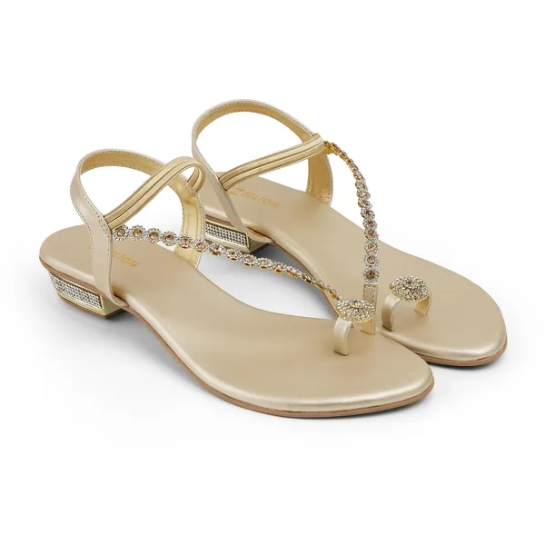 Zelion_Women'S_Rhinestone_Embellished_T-Strap_Toe_Ring_Flat_Sandals