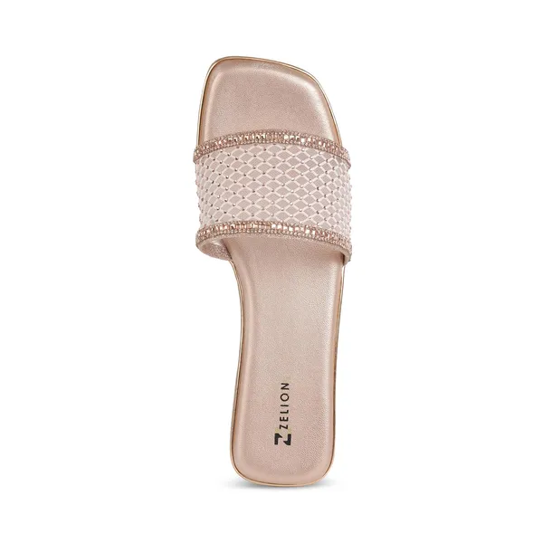 Zelion_Women'S_Embellished_Mesh_Slide_Sandals_With_Rhinestone_Detail