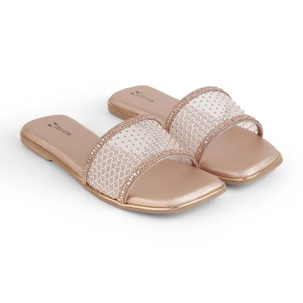 Zelion_Women'S_Embellished_Mesh_Slide_Sandals_With_Rhinestone_Detail