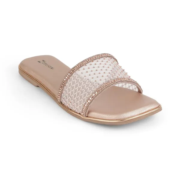 Zelion_Women'S_Embellished_Mesh_Slide_Sandals_With_Rhinestone_Detail