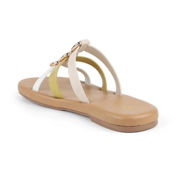 Zelion_Women'S_Strappy_Slide_Sandals_With_Gold_Ring_Detail_|_Multi-Color_Toe_Loop_Flat_Sandals