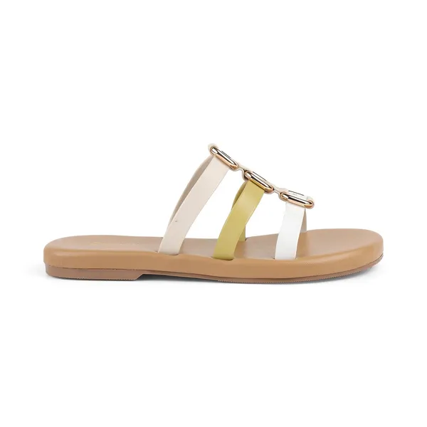 Zelion_Women'S_Strappy_Slide_Sandals_With_Gold_Ring_Detail_|_Multi-Color_Toe_Loop_Flat_Sandals
