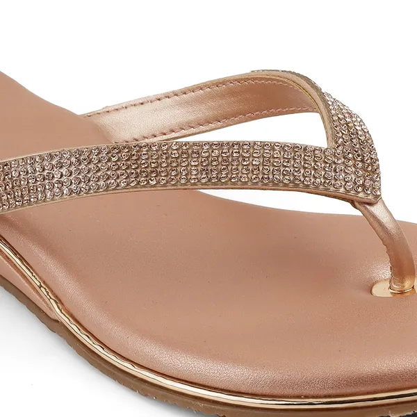Zelion_Women'S_Rhinestone_Embellished_Thong_Flip_Flops,_Rose_Gold,_Flat_Sandals_With_Cushioned_Footbed