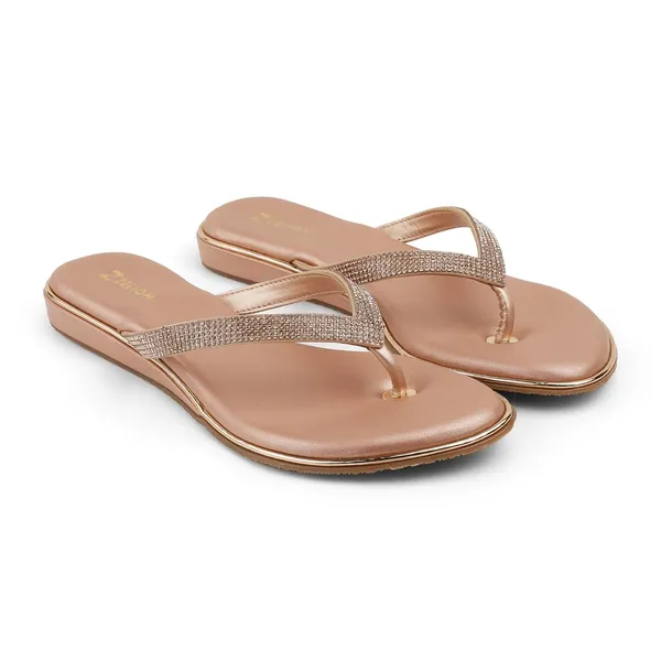 Zelion_Women'S_Rhinestone_Embellished_Thong_Flip_Flops,_Rose_Gold,_Flat_Sandals_With_Cushioned_Footbed