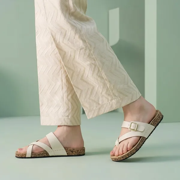 Zelion_Women'S_Toe_Ring_Slide_Sandals_With_Buckle_Strap,_Cork_Platform
