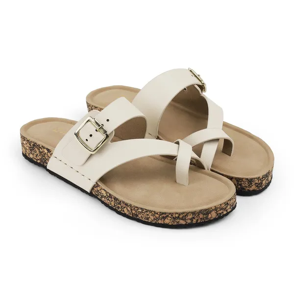 Zelion_Women'S_Toe_Ring_Slide_Sandals_With_Buckle_Strap,_Cork_Platform