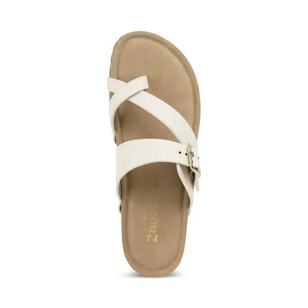 Zelion_Women'S_Toe_Ring_Slide_Sandals_With_Buckle_Strap,_Cork_Platform