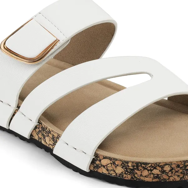 Zelion_Women'S_Triple_Strap_Slide_Sandals_With_Gold_Buckle_Detail,_Cork_Platform