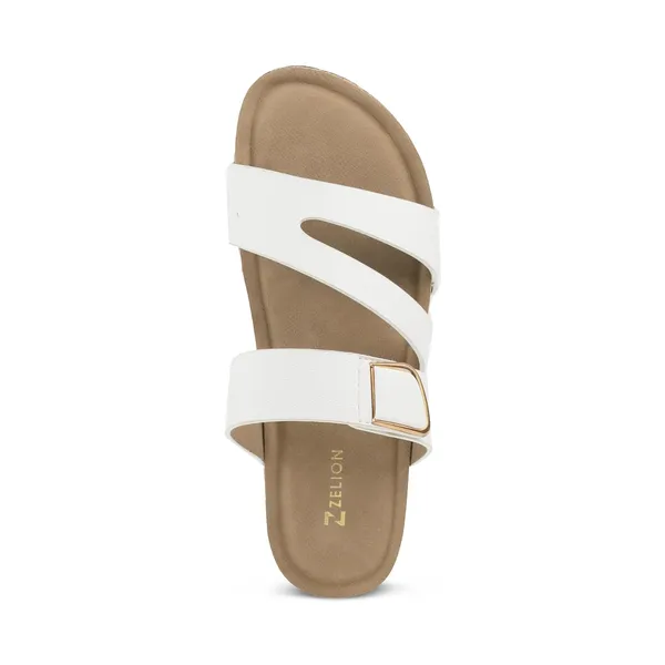 Zelion_Women'S_Triple_Strap_Slide_Sandals_With_Gold_Buckle_Detail,_Cork_Platform